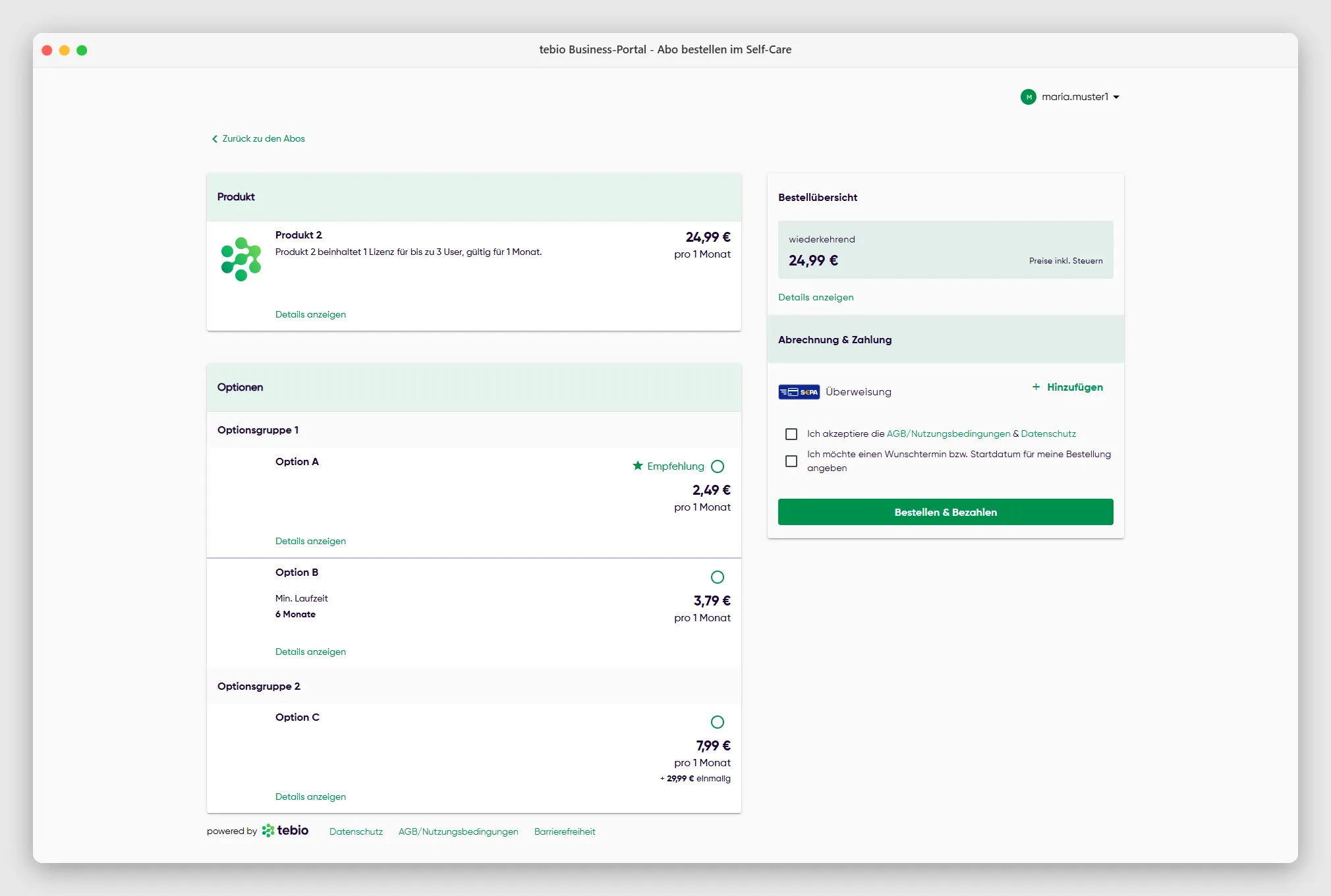 Vereinfachter Checkout für Bestandskunden